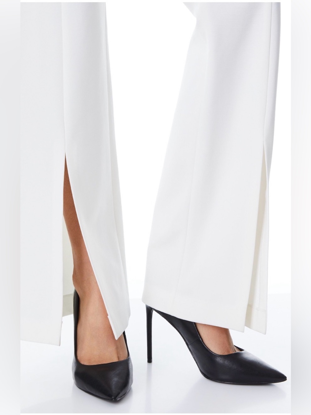 Alice and Olivia $350 Walker Slim Slit Pants white/Off white Size 4 - Picture 5 of 8